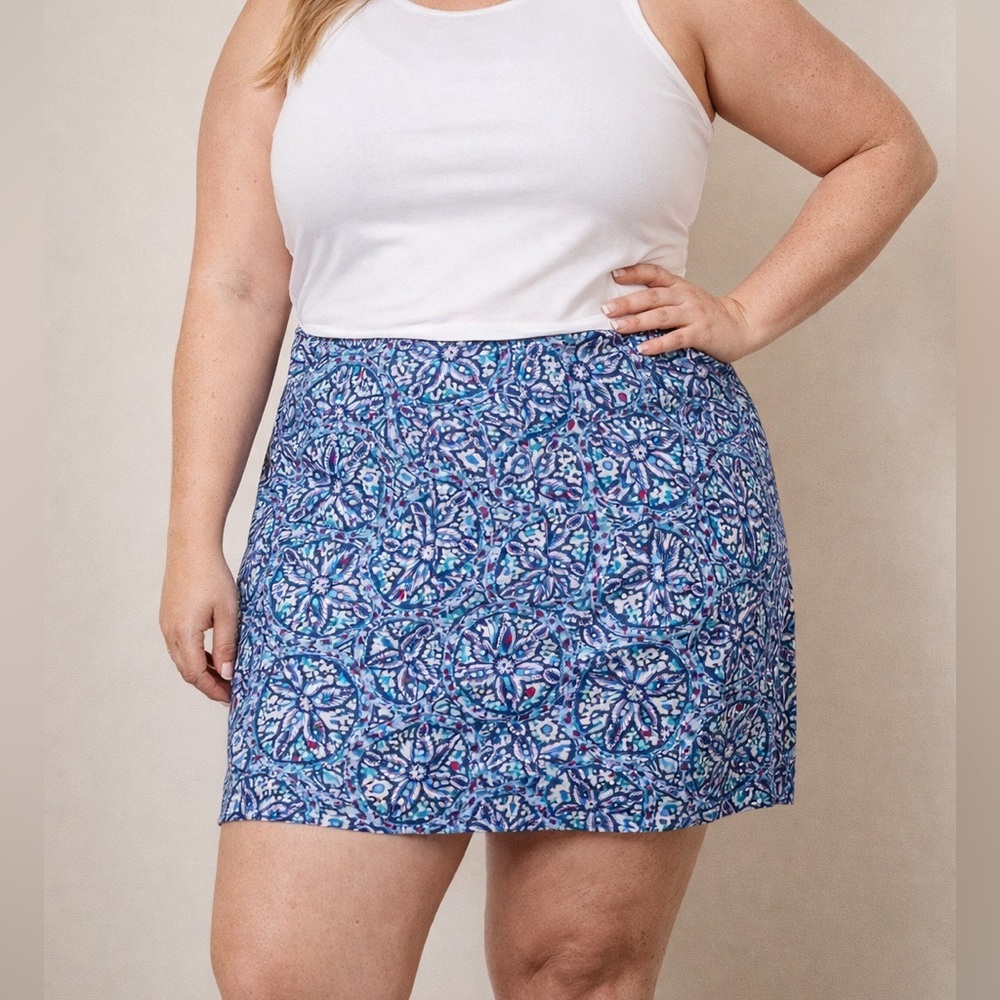 Vineyard Vines Golf Tennis Skort Size 16 Blue Medallion Print Athletic Skirt